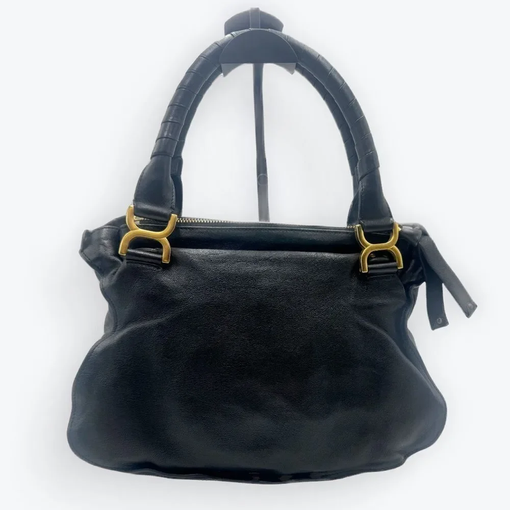 Chloe Medium Black Leather Studded Marcie Convertible 2way Satchel Ltd Edition